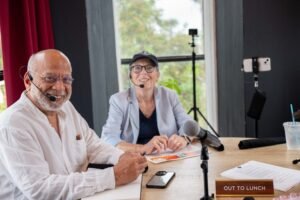 Dhiru Thadani, left, is one of the world's leading visionaries and exponents of a style of community design knwn as New Urbanism. You can see Dhiru's influence around the world, from Seaside to China. Prudence Farrow Bruns studies the Farm & Fire menu