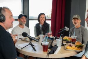 Fletcher Isacks, Brandon and Jennifer Favano, Jeff Archer, and Kurt Tobias, Out to Lunch at Farm & Fire on HIghway 331 in Santa Rosa, Florida