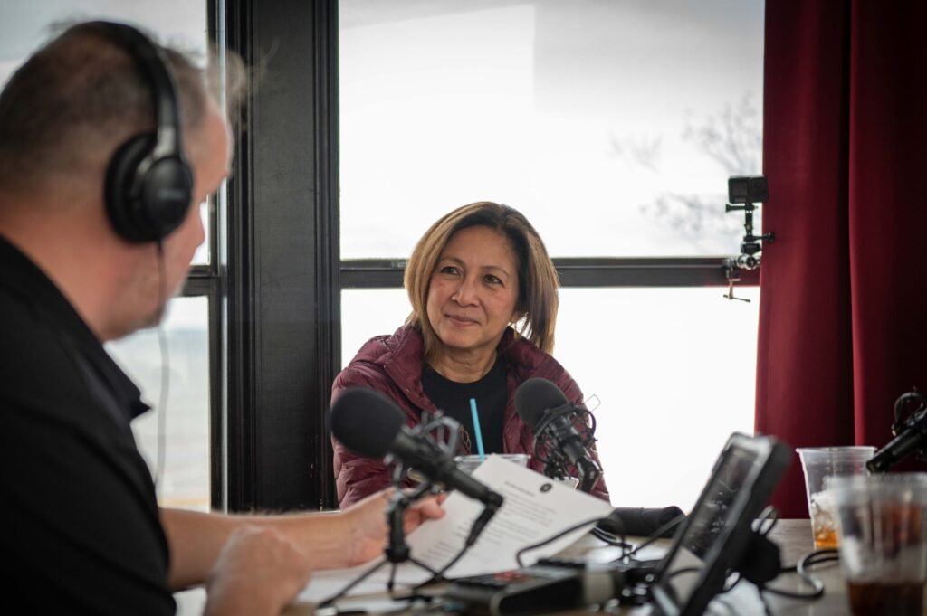 Host Fletcher Isacks and Out to Lunch Entrepreneur of the Week Michelle Royce, Co-Owner of Seafoam Roasting. Roasting coffee started out as a hobby activity during slow days at her HVAC shop and is now turning into a unique community-driven coffee company