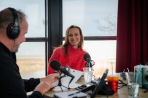 Fletcher Isacks and Out to Lunch Entrepreneur of the Week, Jacy Elmore, Founder of The Beach Wagon, an especially designed patent-pending wagon for taking everything you need for a day at the beach that a woman can pull along the sand by herself - and it comes loaded up and delivered to your condo or hotel if you're visiting