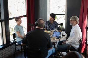 Ross Flick, Paul Copeland, Arix Zalace,Fletcher Isacks, Out to Lunch at Farm & Fire in Sanata Rosa Beach